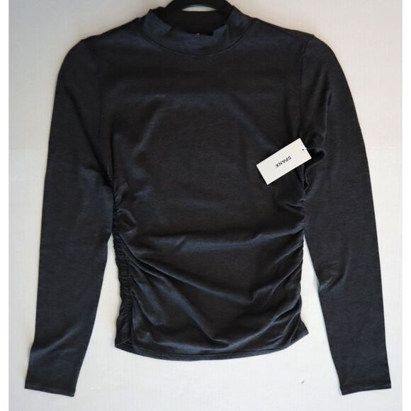 Spanx 50880R Women's Sz S Very Black Dash Heather Skysoft Mock Neck L/S Top - Picture 9 of 11